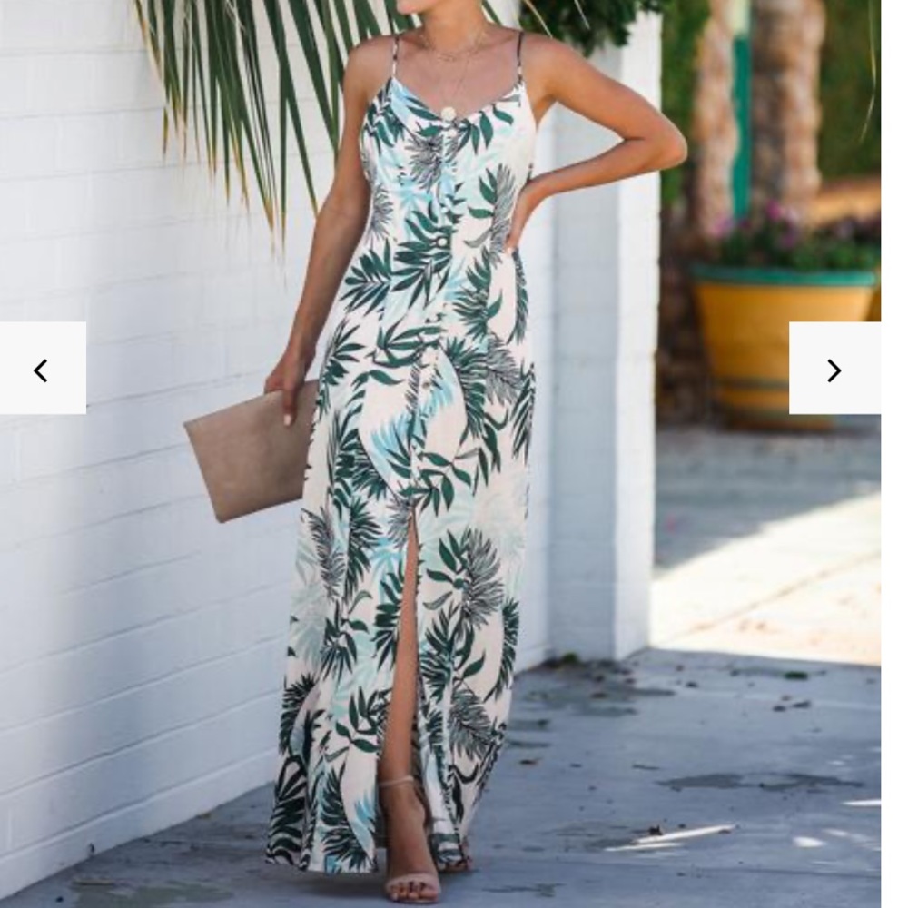 Open back slit front maxi dress